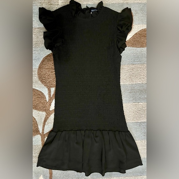 French Connection Flutter Sleeve Verona Smocked Crepe Mini Bodycon Dress - Picture 3 of 11